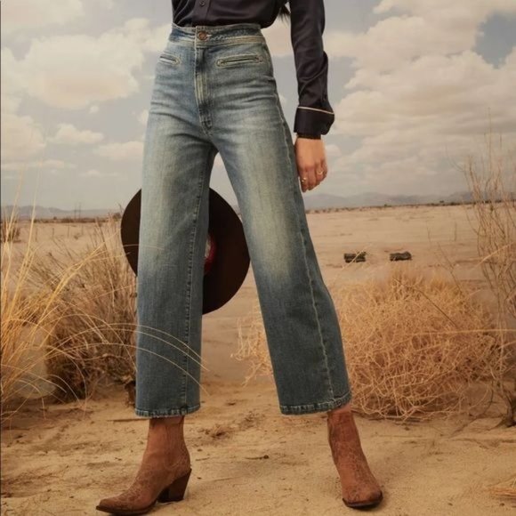 NWT MOTHER Giddy Up Jeans in Blue - Picture 2 of 5